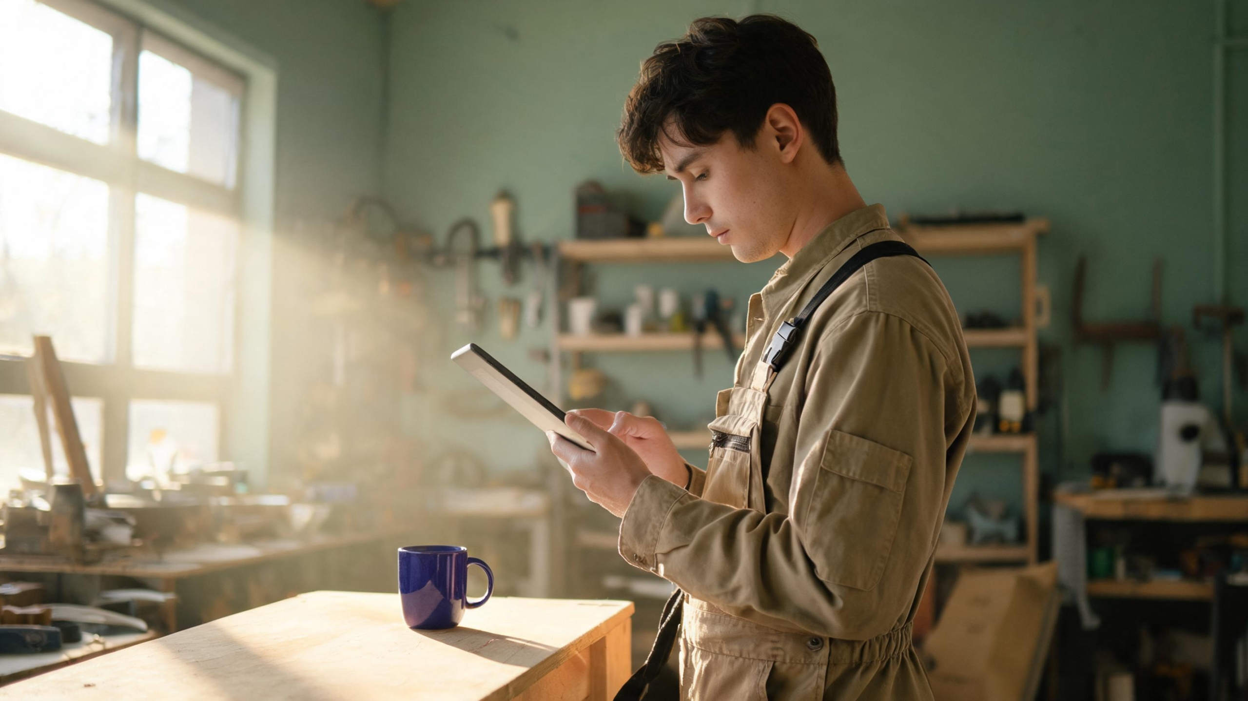 Tradesperson reviewing job bookings, reflecting a digital marketing strategy for service businesses in NZ built around enquiries rather than traffic