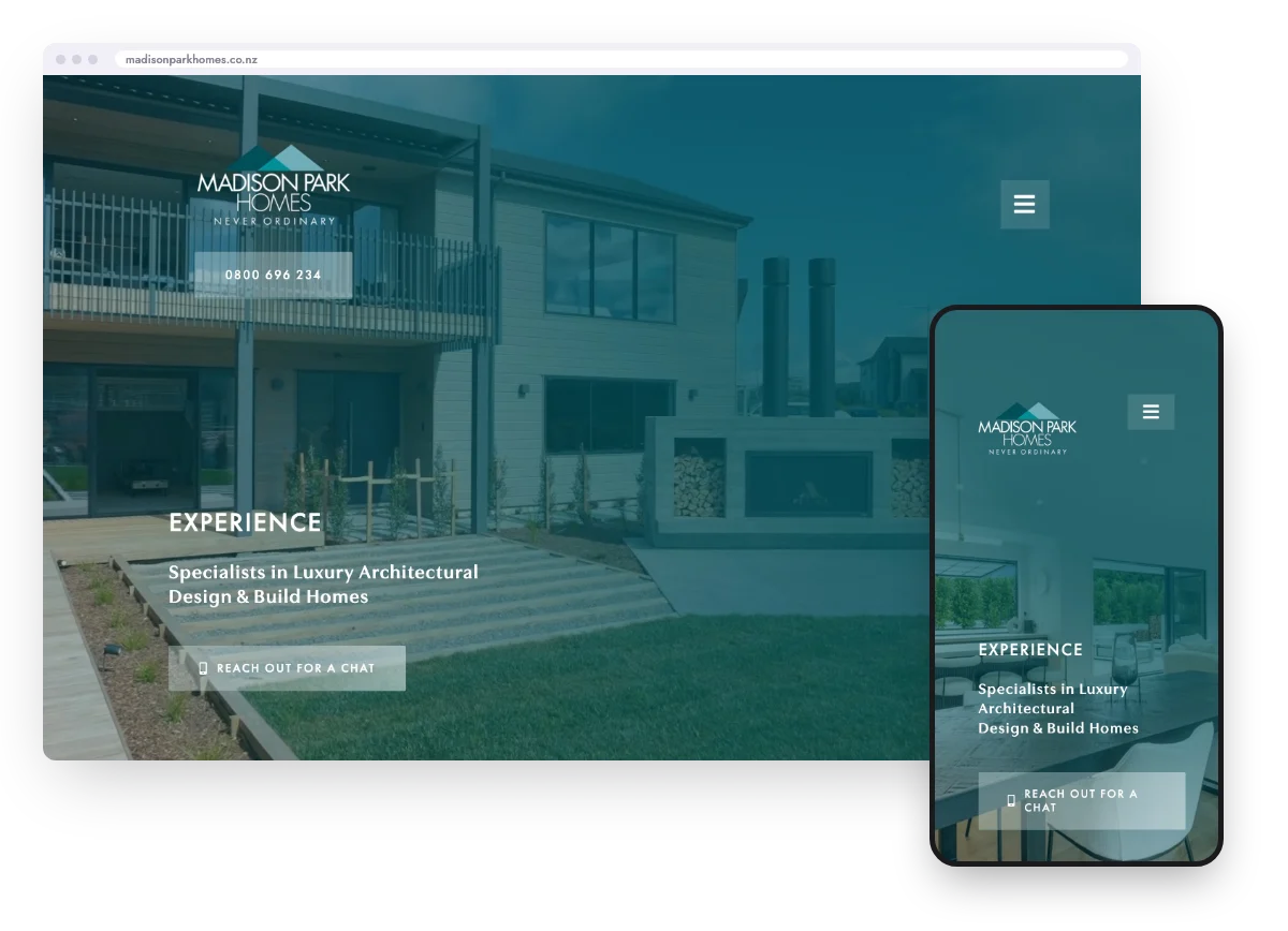 Madison Park Homes website on a laptop and a phone