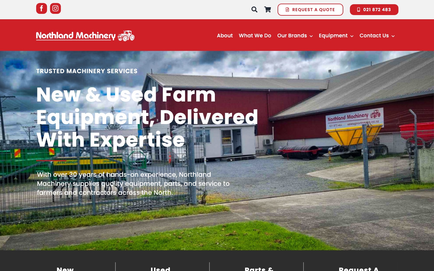 Northland Machinery website built by Spectra Online